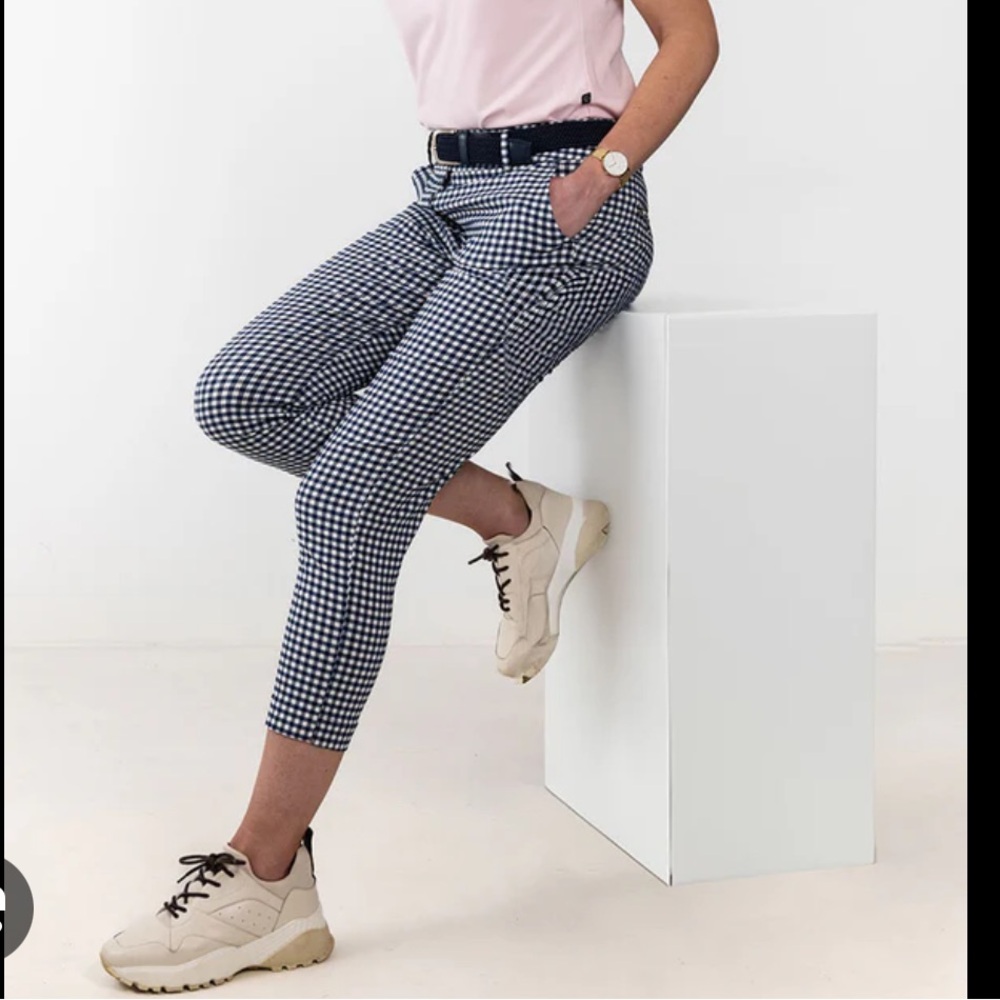 Sabrina Lauren Pants - black/white gingham plaid capri length - Picture 2 of 10